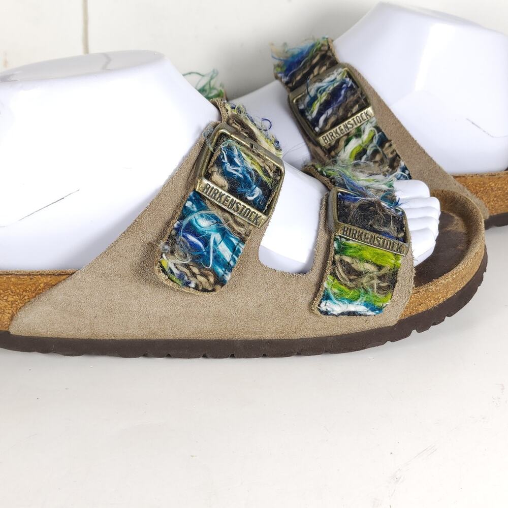 BIRKENSTOCK Women's Arizona 39 US8 Multicolor Suede Wool 2 Straps Slide Sandals - Picture 15 of 16